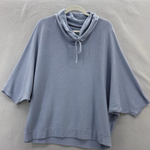 Pure‎ Jill J Jill Blue Organic Cotton Cashmere Cowl Neck Dolman Sleeve Large - Picture 1 of 10